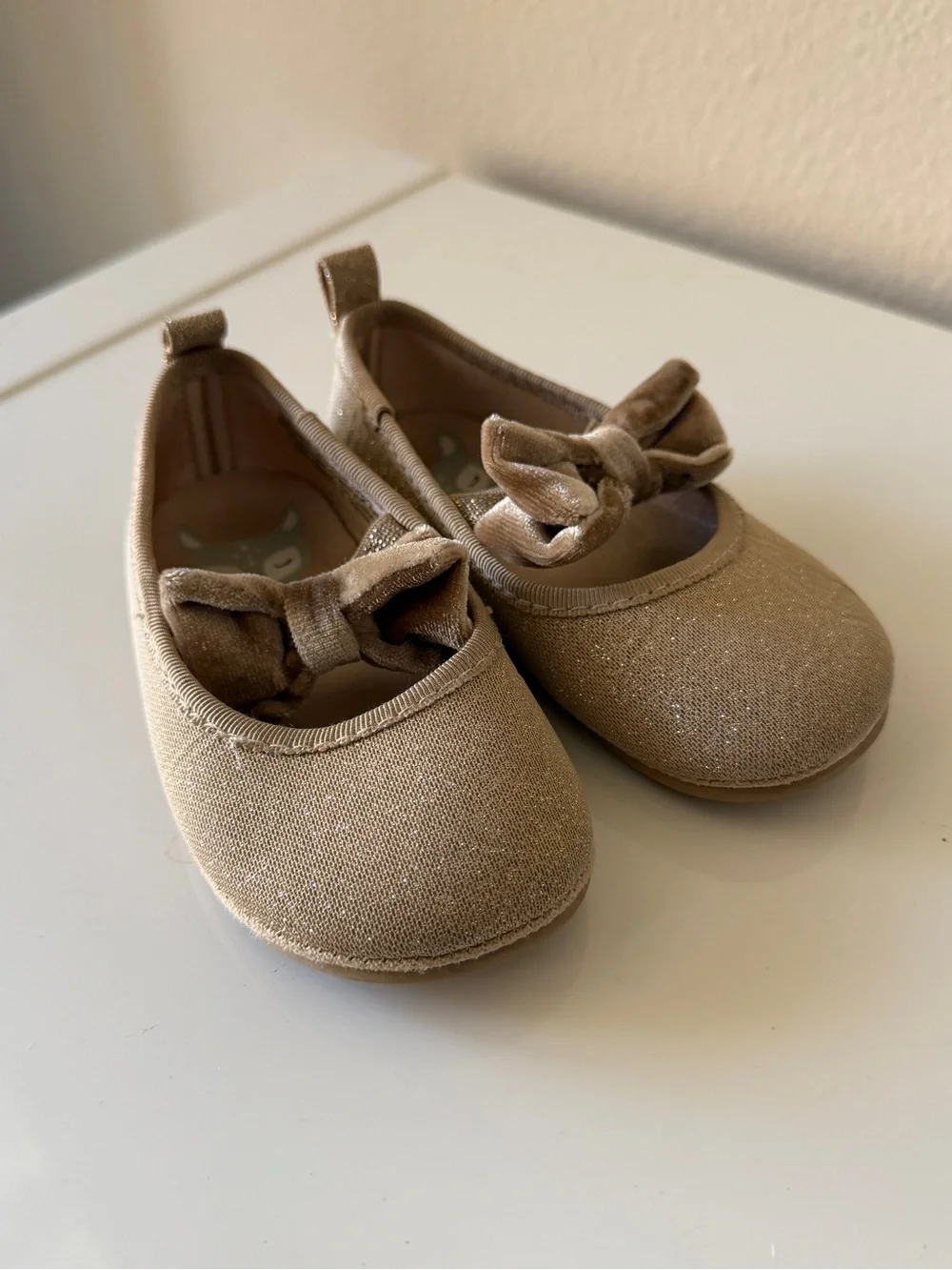 Baby/Toddler Girls Glitter Bow Ballet Flats - Size 5